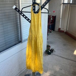 Yellow, backless summer dress